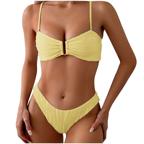 BeAi Plus Size Sexy Swimsuit For Women Metallic Bikini Set With Skirt Swimwear For Women High