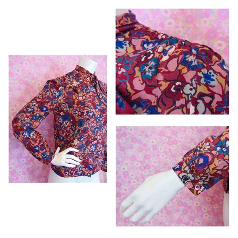 Vintage 80s Pussy Bow Blouse Floral Shirt Secretary Blouse Ditsy Floral Boho Blouse