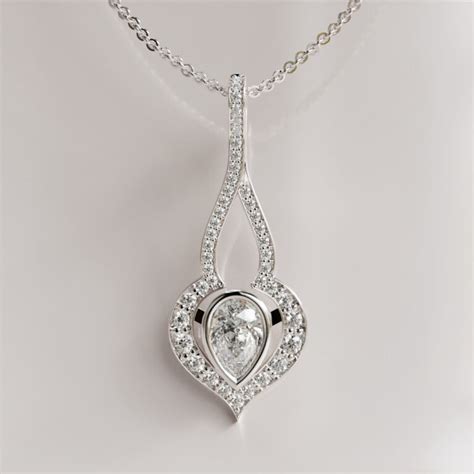 Double Circle Bezel Pear Cut Moissanite Pendant Forever Moissanite