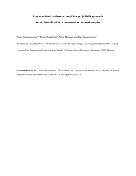 Loop Mediated Isothermal Amplification Lamp Approach For Sex