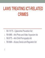 Cybercrime Awareness Pdf LAWS TREATING ICT RELATED CRIMES 1 RA 10175