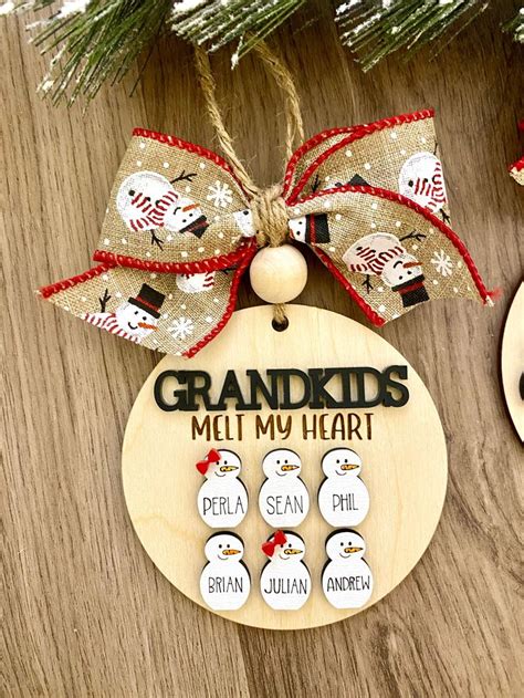 Personalized Grandkids Melt My Heart Christmas Ornament Grandparents