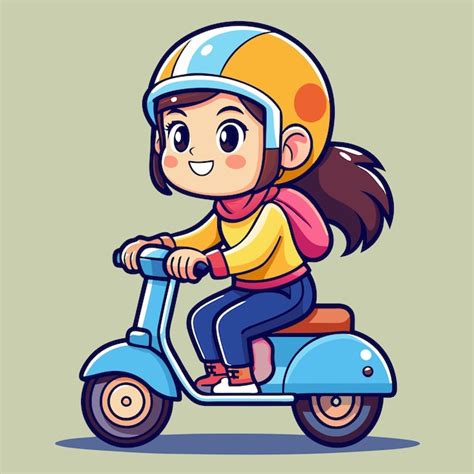 Scooter Girl Cartoon Character Design Premium Ai Generated Vector