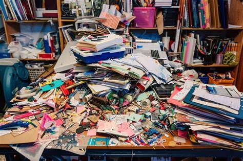 premium photo  life  office desk mess