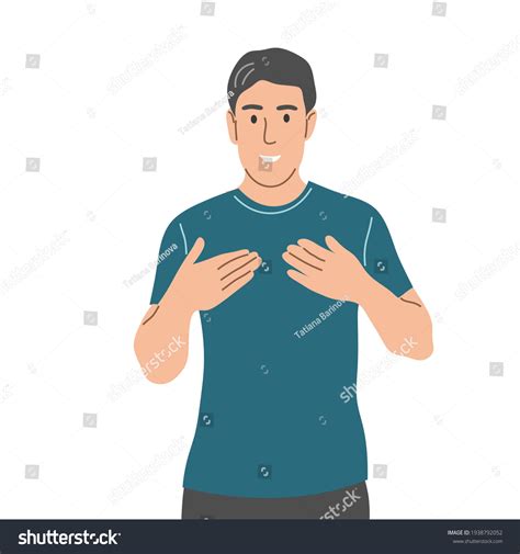 Man Points Himself Flat Vector Illustration Stock Vector Royalty Free