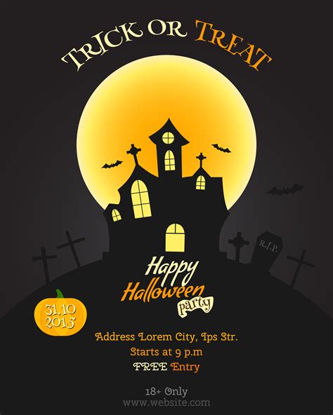 happy halloween party poster flyer banner celebration card trick