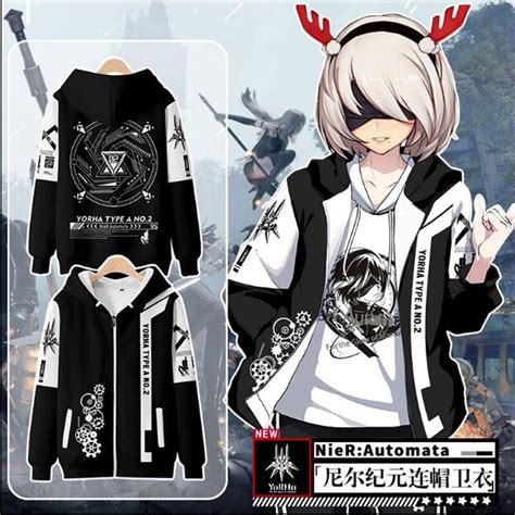 Anime Gra Nier Automata 3d Drukuj Zip Up Kobiety Mężczyźni Bluzy Bluzy Harajuku Streetwear Hip