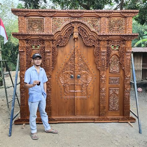 pintu jati gebyok jepara motif gunungan wayang kelir gebyokcoid
