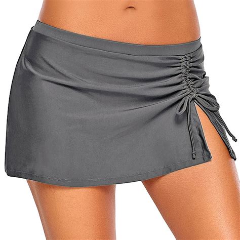 Gibobby Women S High Waisted Bikini Swim Skirt Bottoms Ruched Ribbed Bathing Suit Skirts Tulip