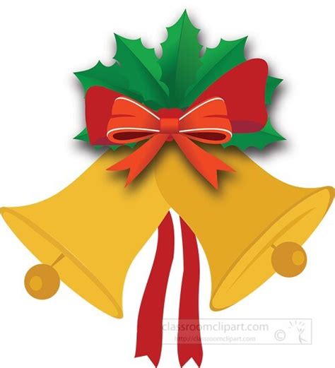 Christmas Clipart-gold christmas bells with two red ribbon clipart