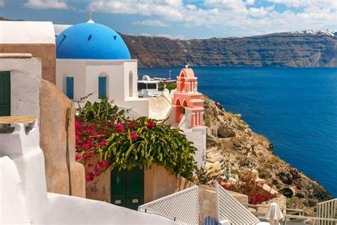 Churches Of St Anastasi And St Spirydon In Oia Santorini