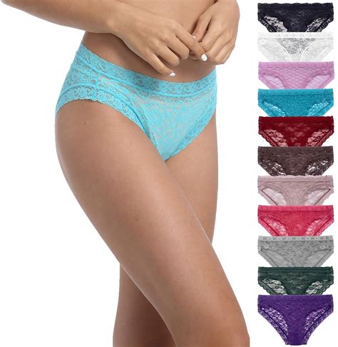 Women S Lace Bikini Brief Underwear Invisible Seamless Half Back Coverage Panties Pack Size XS
