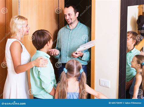 friends coming  visit stock image image  relaxed