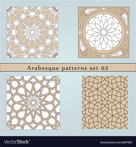 Set Of Four Arabesque Seamless Pattern Royalty Free Vector