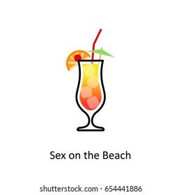 Sex On Beach Cocktail Icon Flat Stock Vector Royalty Free Shutterstock