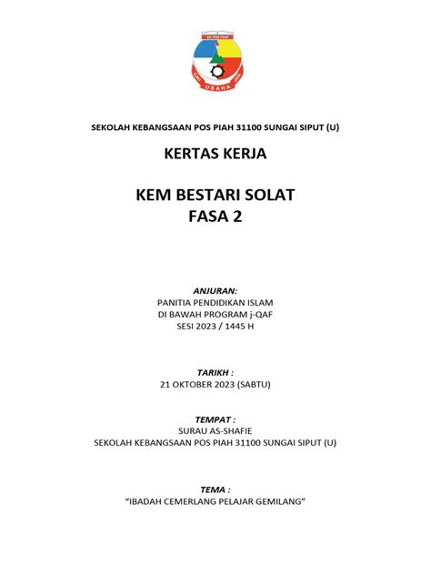 Kertas Kerja Kem Bestari Solat Fasa 2 Pdf