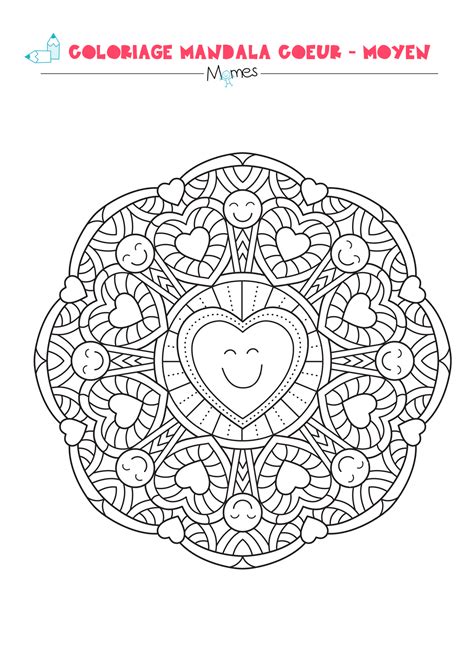 Coloriage Mandala Coeur Moyen MOMES