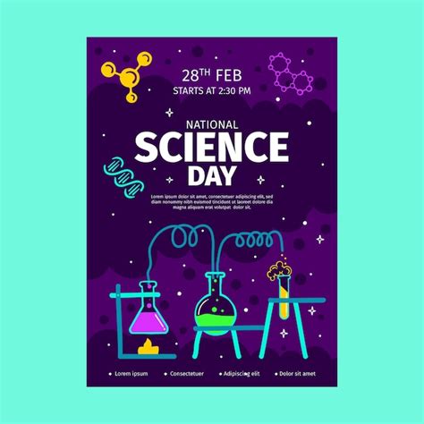 Free Vector Flat National Science Day Vertical Poster Template