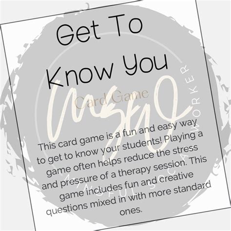 Get to Know You Card Game - Etsy