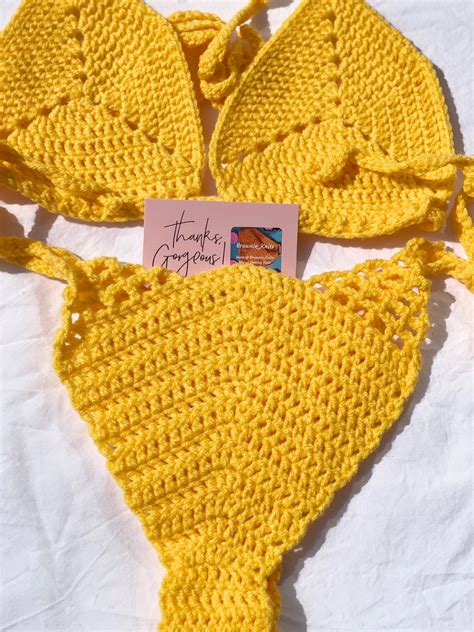Handmade Crochet Yellow Lemon Bikini Set Etsy