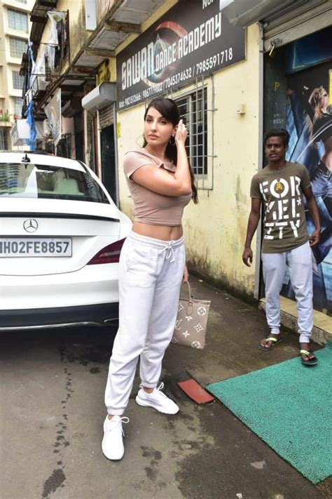 In Pics Nora Fatehi Matches Her Nude Colour Crop Top With A Louis Vuitton Bag