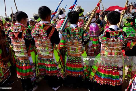 People of Miao ethnic group waer traditional costumes to participate ...