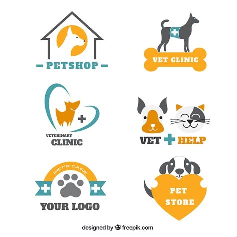 Pack De Logos De Veterinaria Y Tienda De Animales Vector Premium