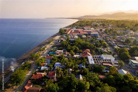 Morning Aerial Of The Town Of Culasi Antique On The Island Of Panay In