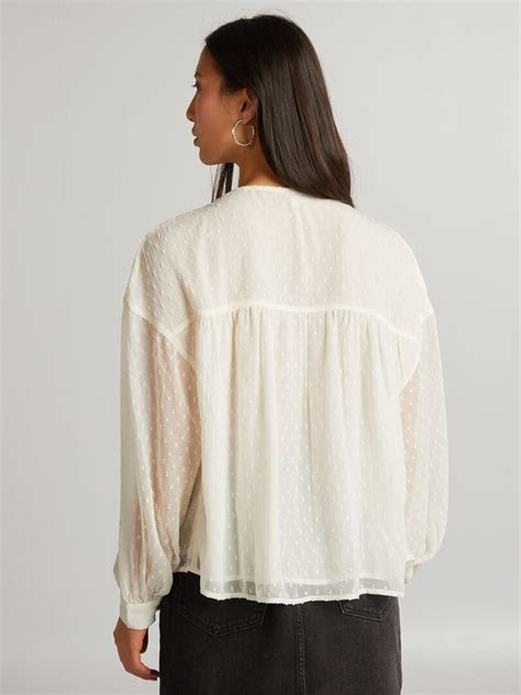 Blusa De Gasa Con Plumeti BLANCO Kiabi 18 00