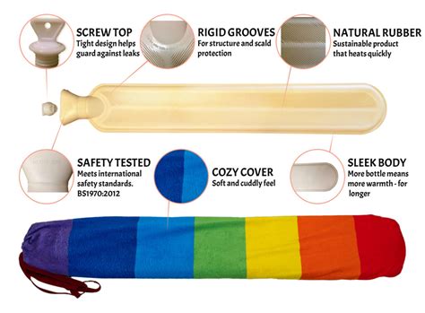 Rainbow Fleece Extra Long Hot Water Bottle Extra Long Hot Water Bottle Cm Cuddly Comforts