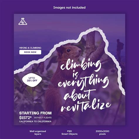Premium Psd Psd Travel And Hiking Social Media Post
