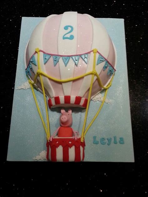 Peppa Pig In A Hot Air Balloon Balloons 2nd Birthday Cake Design