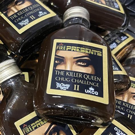 The KILLER QUEEN CHUG CHALLENGE V Hot Sauce DISCONTINUED COLLECTIBLE League Of Fire