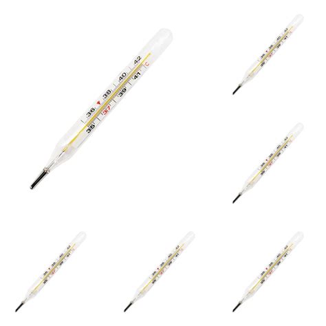 6pc Mercury Free Dual Scale Axillary Glass Thermometer Adult Classic