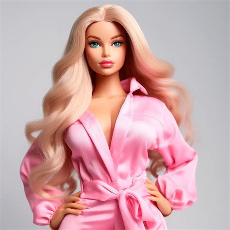 Poupée Blonde Du Film Barbie d Ultra Réaliste Avec Des Tenues Roses Photo Premium