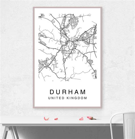 Durham Map Durham City Map Map Poster Map Print Durham Map | Etsy