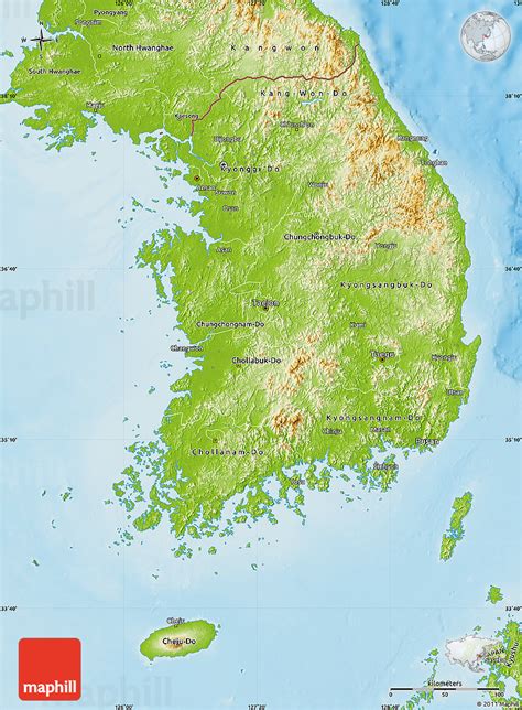 Südkorea Physik Karte