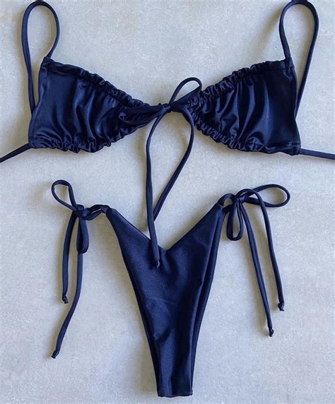 Melphieer 2024 New Sling Ruches Sexy Micro Bikini Ties Front Mini