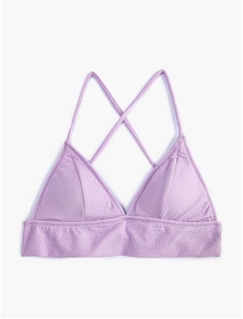 Mor Kadın Bikini Üstü Bralet Çapraz Askılı Kaplı 3SAK10100BM Koton