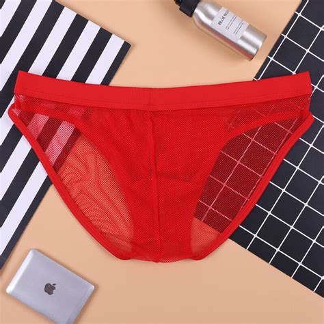 Men S Sexy Mesh Transparent Briefs Low Waist Pouch Underwear Lingerie Panties EBay