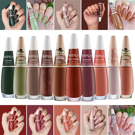Impala Kit Esmaltes Marrom Nude Terra Laranja Verde Esmalte Impala