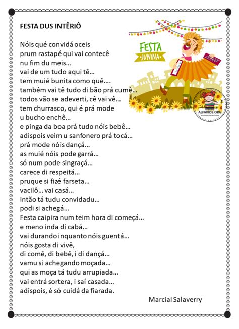 Cartazes com poesias de Festa Junina - Alfakids.org | Cartaz, Poesia ...