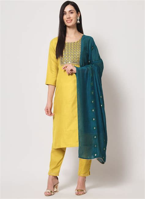 Buy Blended Cotton Embroidered Straight Pant Suit After Six Wear Online