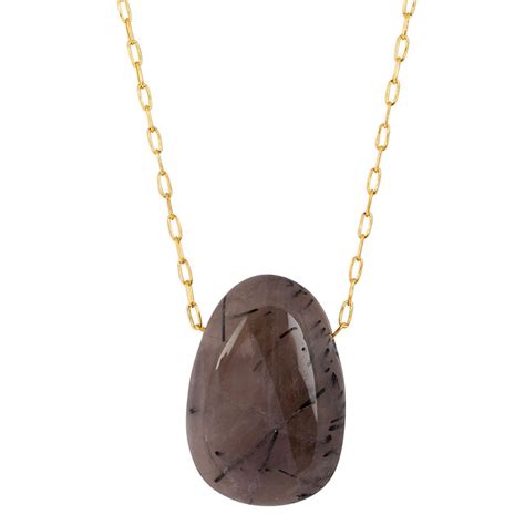 Black Rutil Quartz Separation G Sh Necklace Gosho Bijouterie