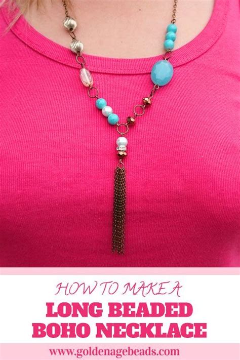 How To Make A Long Beaded Boho Necklace Golden Age Beads Blog Beaded Boho Necklace Boho