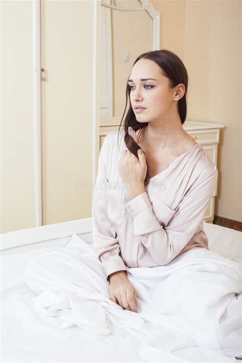 Beautiful Sexy Glamour Brunette Woman Bedroom Stock Photos Free Royalty Free Stock