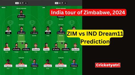 Zim Vs Ind Dream Prediction In Hindi Dream Team Fantasy Cricket