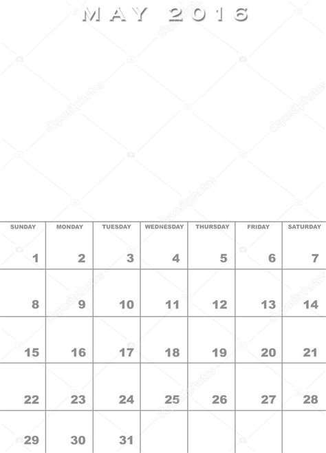 May 2016 Calendar Template — Stock Photo © Paulvinten 65522619