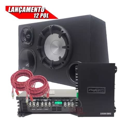 Caixa Trio Som Completa Sub Class 12 Modulo Falcon 500w