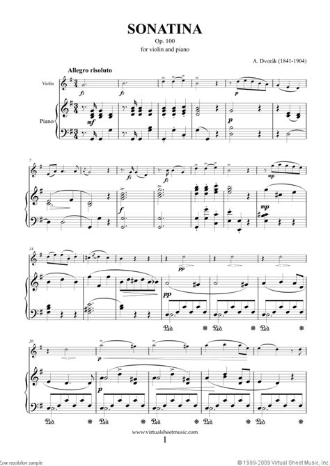 Dvorak - Sonatina in G major Op.100 sheet music for violin and piano